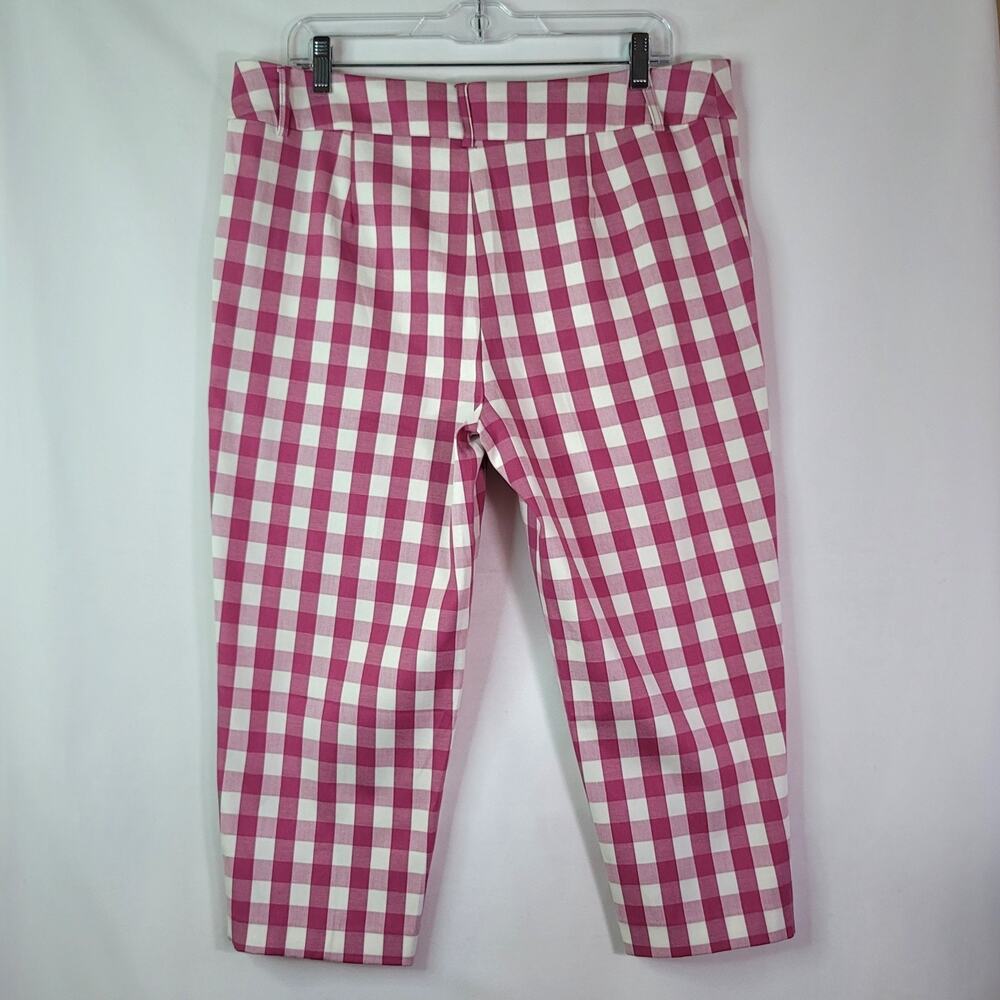 2/$15 Time and Tru Fuchsia Pink White Gingham Check Capri Crop Pants Women's 14 - Picture 3 of 15